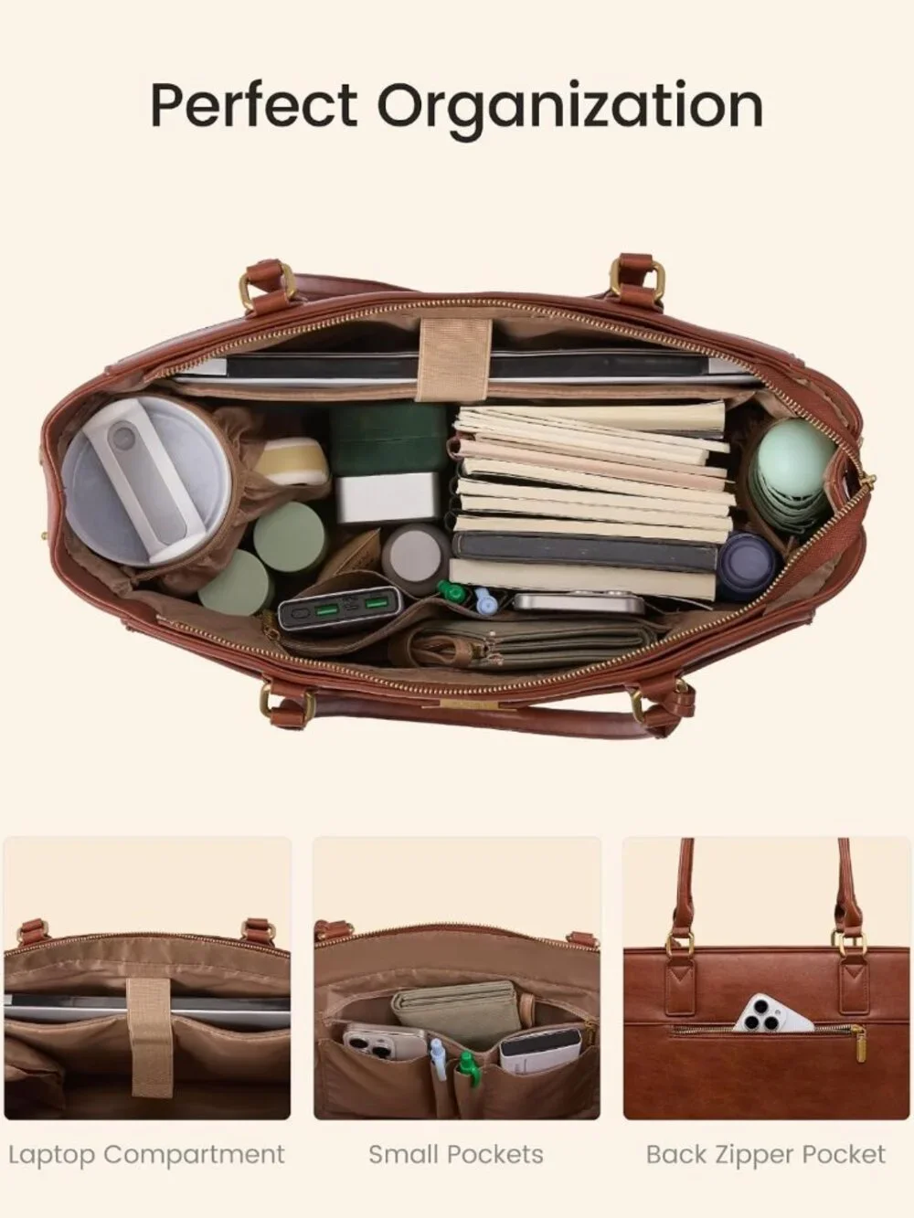 Stylish Waterproof Laptop Tote Bag for Women, 15.6
